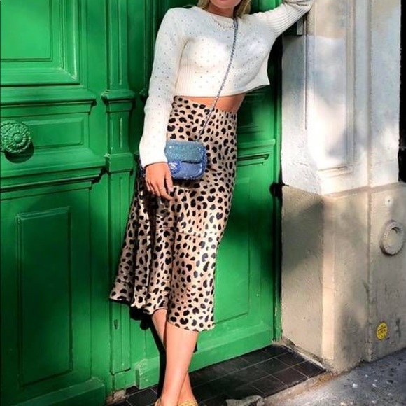 SIZE 0,2,4 LEOPARD SLIP MIDI SKIRT - Picture 11 of 16